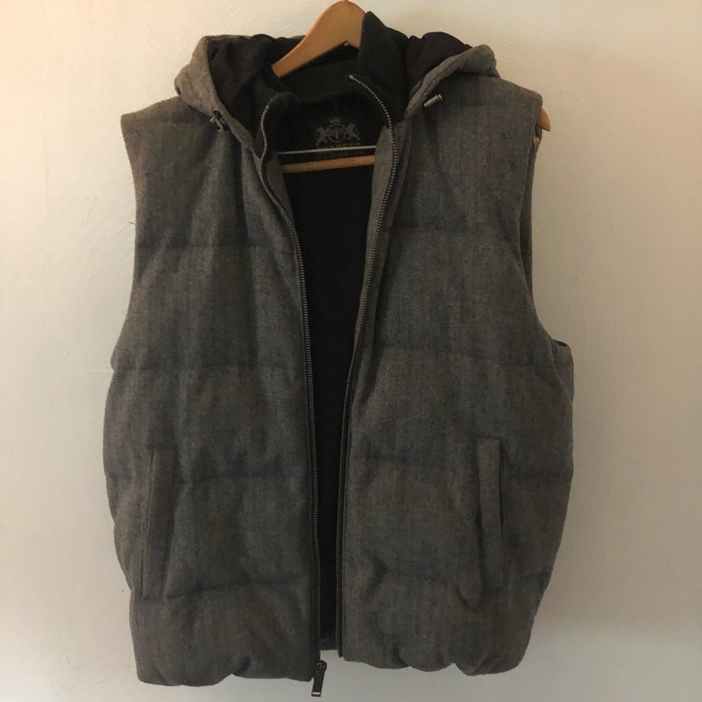 EXPRESS Men’s Large Puffy Down Vest w Hood L